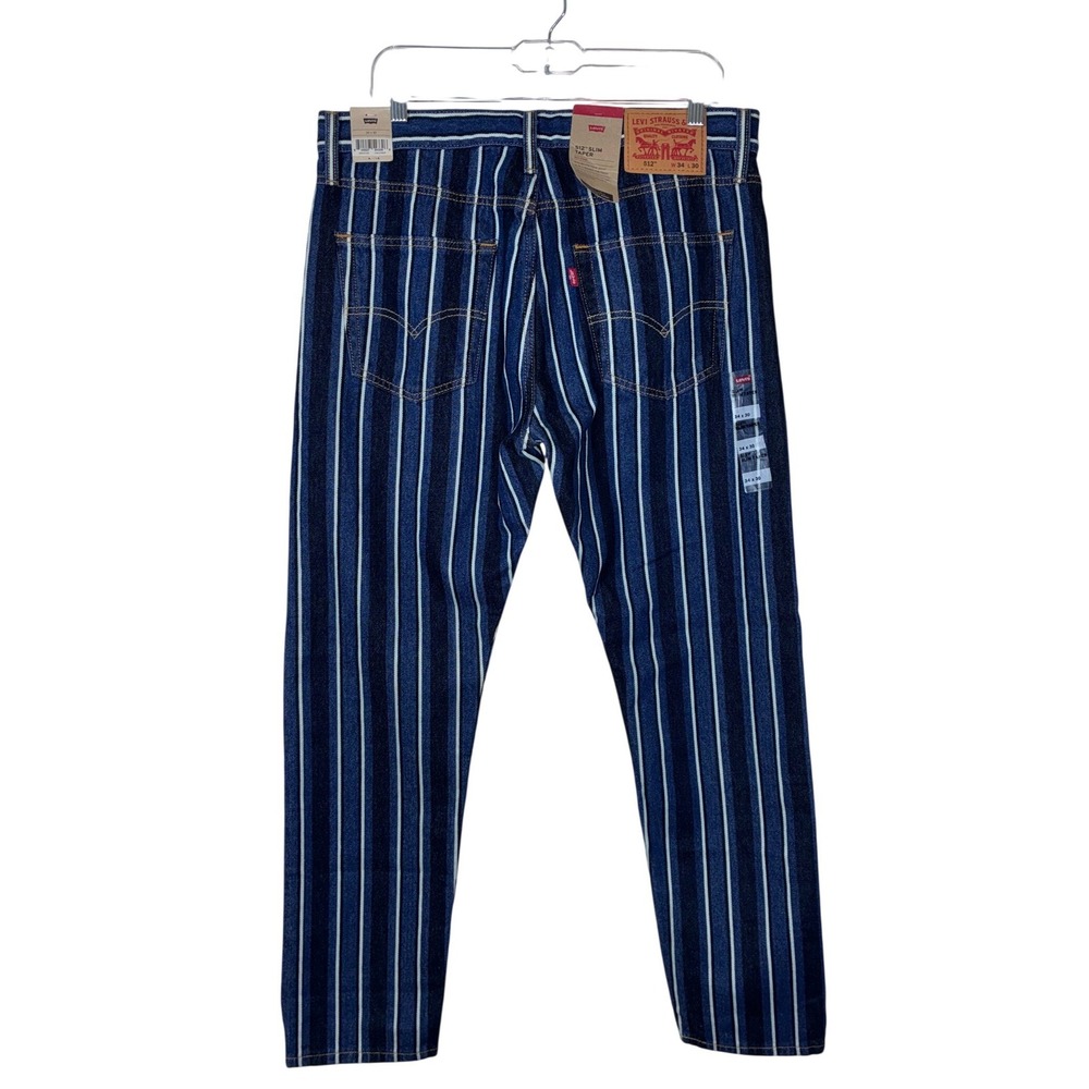 Levis 512 Slim Taper Jeans Mens 34 Blue White Hickory Railroad Stripe NWT *READ* - Picture 2 of 10
